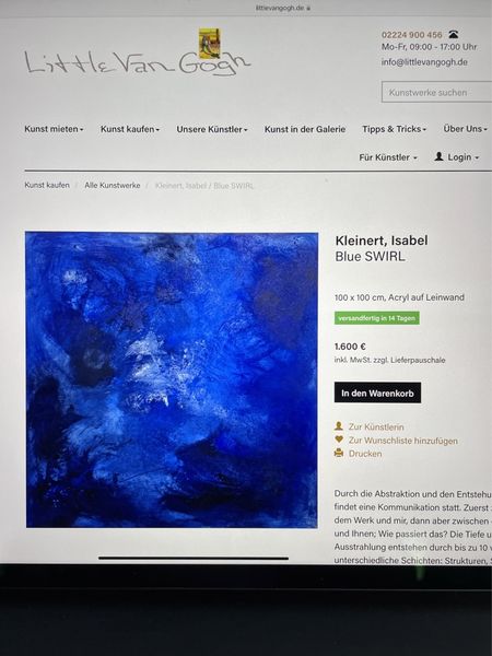 Website "Little Van Gogh" mit Bild von Isabel Kleinert